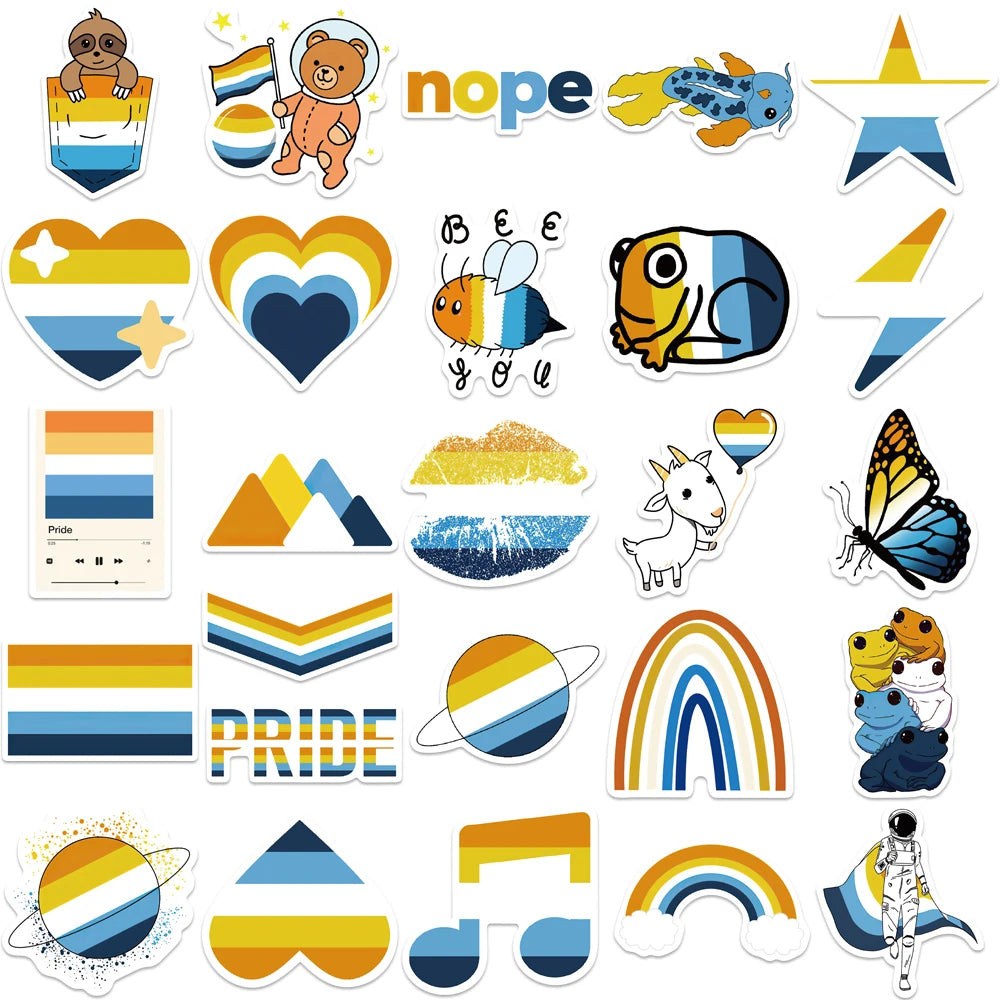 10/25/50pcs Mixed LGBTQ Aroace Pride Lesbian Transgender Sticker Waterproof for Water Bottle Laptop Luggage Guitar Skateboard