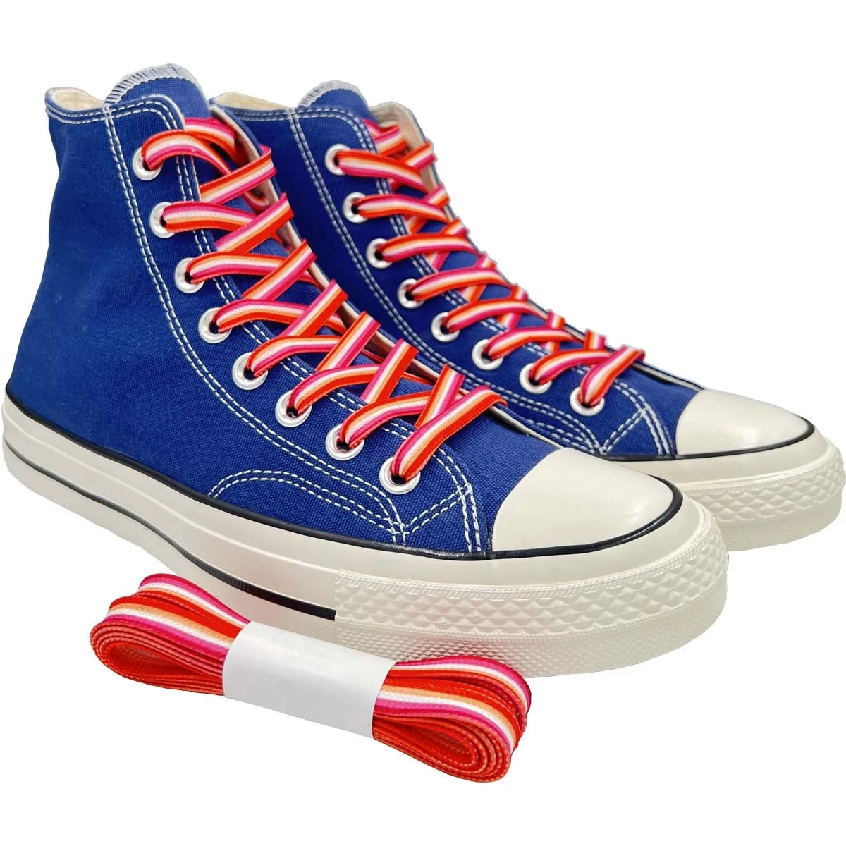 Lesbian Sunset Flag Striped Shoelaces - LGBTQ Accessories for Pride Parades & Events, Fits Boots, Sneakers & More!