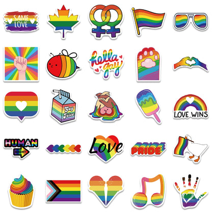 10/25/50pcs Mixed LGBTQ Aroace Pride Lesbian Transgender Sticker Waterproof for Water Bottle Laptop Luggage Guitar Skateboard