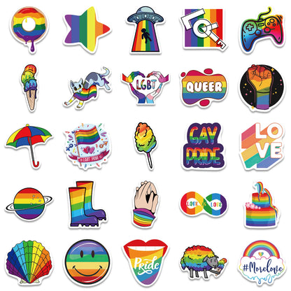 10/25/50pcs Mixed LGBTQ Aroace Pride Lesbian Transgender Sticker Waterproof for Water Bottle Laptop Luggage Guitar Skateboard