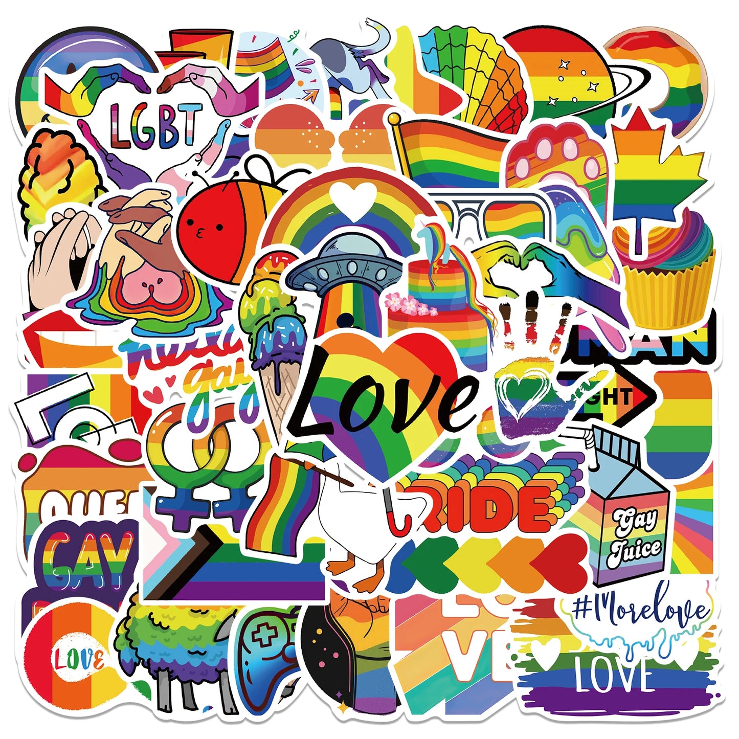 10/25/50pcs Mixed LGBTQ Aroace Pride Lesbian Transgender Sticker Waterproof for Water Bottle Laptop Luggage Guitar Skateboard