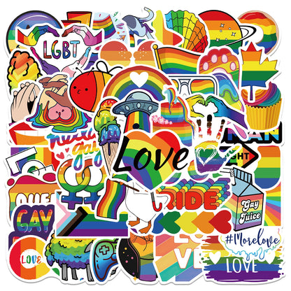 10/25/50pcs Mixed LGBTQ Aroace Pride Lesbian Transgender Sticker Waterproof for Water Bottle Laptop Luggage Guitar Skateboard