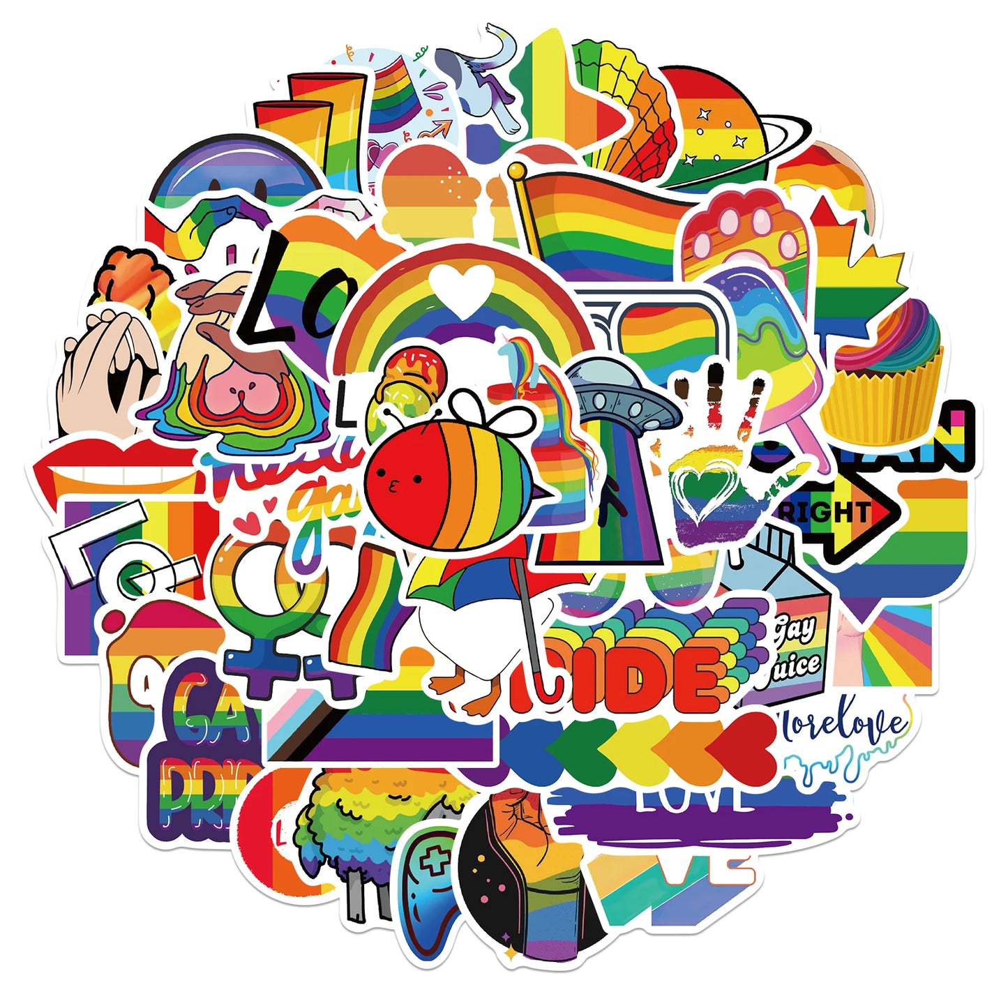 10/25/50pcs Mixed LGBTQ Aroace Pride Lesbian Transgender Sticker Waterproof for Water Bottle Laptop Luggage Guitar Skateboard