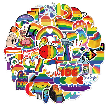 10/25/50pcs Mixed LGBTQ Aroace Pride Lesbian Transgender Sticker Waterproof for Water Bottle Laptop Luggage Guitar Skateboard