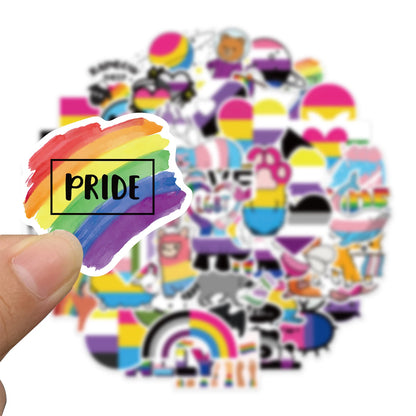 10/25/50pcs Mixed LGBTQ Aroace Pride Lesbian Transgender Sticker Waterproof for Water Bottle Laptop Luggage Guitar Skateboard