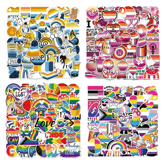 10/25/50pcs Mixed LGBTQ Aroace Pride Lesbian Transgender Sticker Waterproof for Water Bottle Laptop Luggage Guitar Skateboard