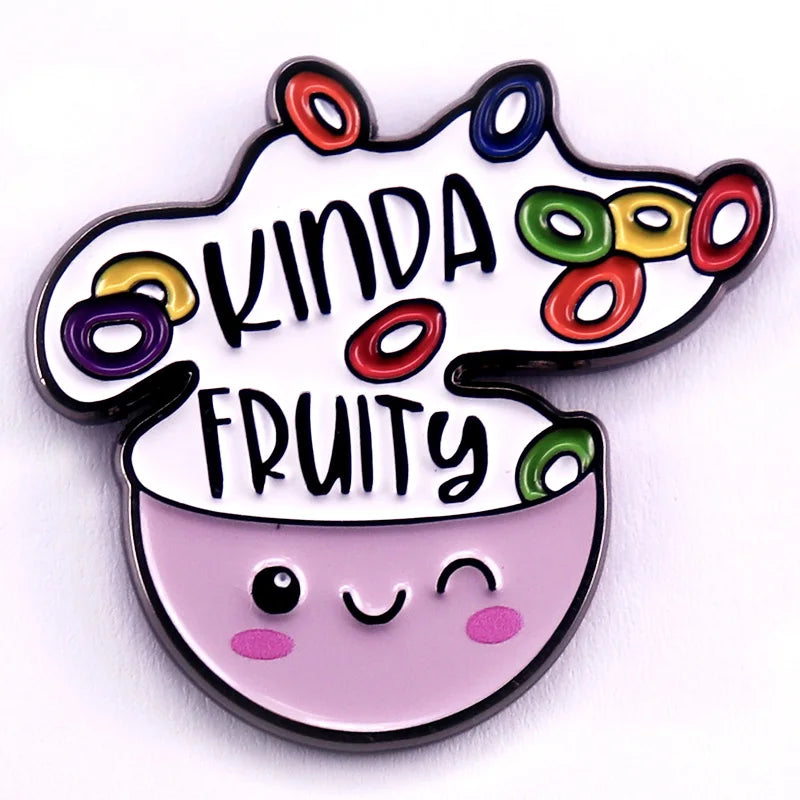 Kinda Fruity Cute Cereal Bowl Enamel Pin