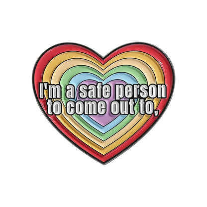LGBTQ Pride Collect You Are Safe With Me Enamel Pins Rainbow Spaceship UFO Shield Cat Brooches Lapel Badges Jewelry Lover Gifts