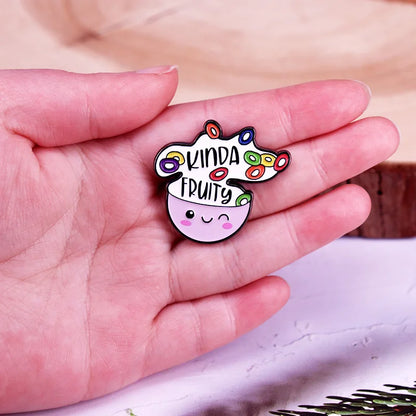 Kinda Fruity Cute Cereal Bowl Enamel Pin