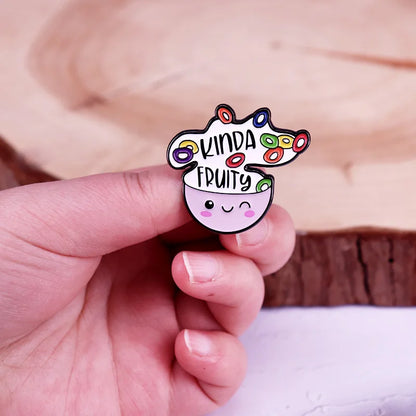 Kinda Fruity Cute Cereal Bowl Enamel Pin