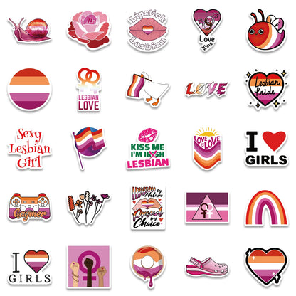 10/25/50pcs Mixed LGBTQ Aroace Pride Lesbian Transgender Sticker Waterproof for Water Bottle Laptop Luggage Guitar Skateboard