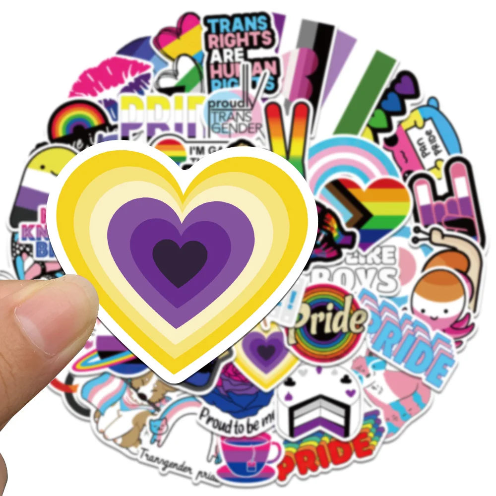 10/25/50pcs Mixed LGBTQ Aroace Pride Lesbian Transgender Sticker Waterproof for Water Bottle Laptop Luggage Guitar Skateboard