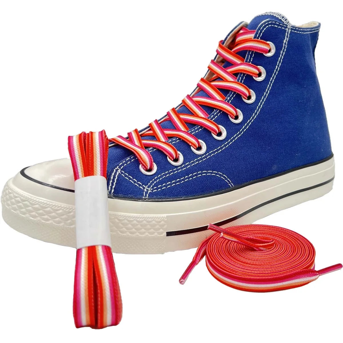 Lesbian Sunset Flag Striped Shoelaces - LGBTQ Accessories for Pride Parades & Events, Fits Boots, Sneakers & More!