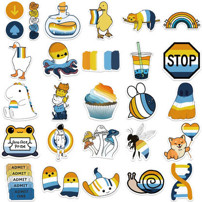 10/25/50pcs Mixed LGBTQ Aroace Pride Lesbian Transgender Sticker Waterproof for Water Bottle Laptop Luggage Guitar Skateboard