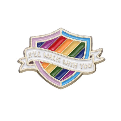 LGBTQ Pride Collect You Are Safe With Me Enamel Pins Rainbow Spaceship UFO Shield Cat Brooches Lapel Badges Jewelry Lover Gifts