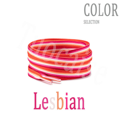 Lesbian Sunset Flag Striped Shoelaces - LGBTQ Accessories for Pride Parades & Events, Fits Boots, Sneakers & More!