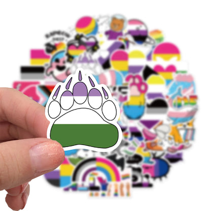 10/25/50pcs Mixed LGBTQ Aroace Pride Lesbian Transgender Sticker Waterproof for Water Bottle Laptop Luggage Guitar Skateboard