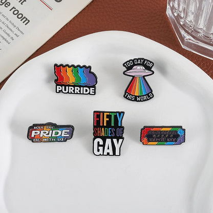 LGBTQ Pride Collect You Are Safe With Me Enamel Pins Rainbow Spaceship UFO Shield Cat Brooches Lapel Badges Jewelry Lover Gifts