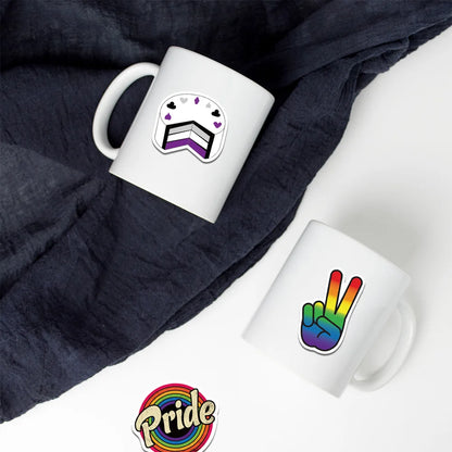 10/25/50pcs Mixed LGBTQ Aroace Pride Lesbian Transgender Sticker Waterproof for Water Bottle Laptop Luggage Guitar Skateboard