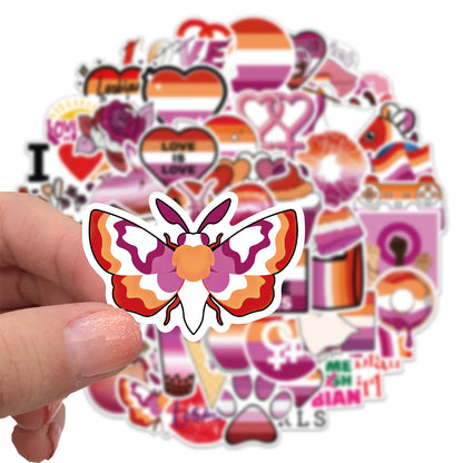 10/25/50pcs Mixed LGBTQ Aroace Pride Lesbian Transgender Sticker Waterproof for Water Bottle Laptop Luggage Guitar Skateboard