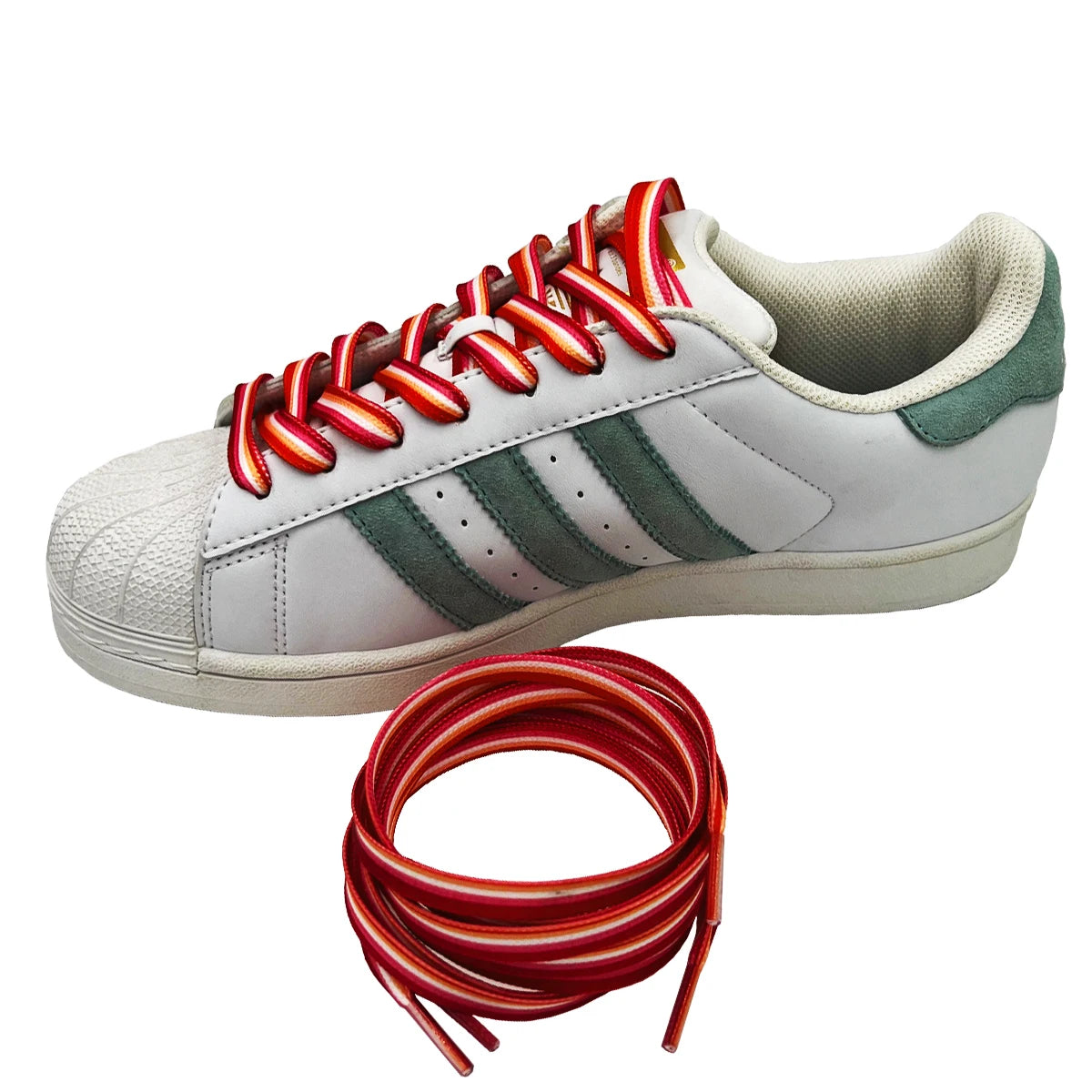 Lesbian Sunset Flag Striped Shoelaces - LGBTQ Accessories for Pride Parades & Events, Fits Boots, Sneakers & More!