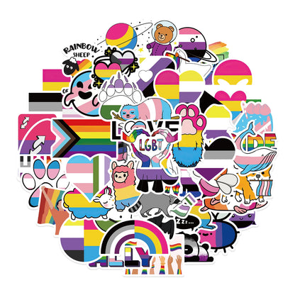 10/25/50pcs Mixed LGBTQ Aroace Pride Lesbian Transgender Sticker Waterproof for Water Bottle Laptop Luggage Guitar Skateboard