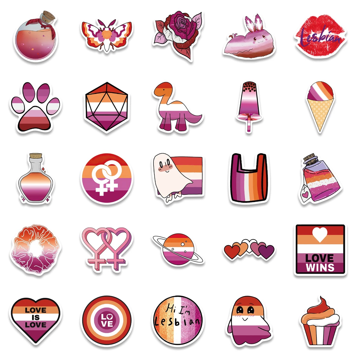 10/25/50pcs Mixed LGBTQ Aroace Pride Lesbian Transgender Sticker Waterproof for Water Bottle Laptop Luggage Guitar Skateboard