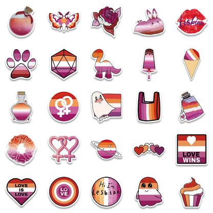 10/25/50pcs Mixed LGBTQ Aroace Pride Lesbian Transgender Sticker Waterproof for Water Bottle Laptop Luggage Guitar Skateboard