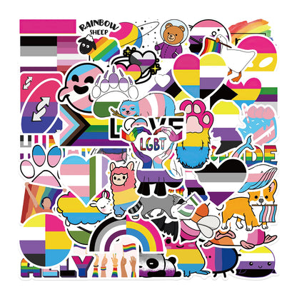 10/25/50pcs Mixed LGBTQ Aroace Pride Lesbian Transgender Sticker Waterproof for Water Bottle Laptop Luggage Guitar Skateboard