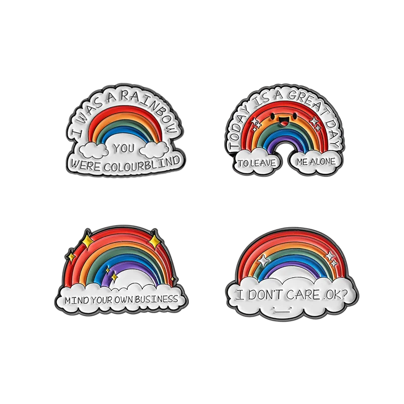 LGBTQ Pride Collect You Are Safe With Me Enamel Pins Rainbow Spaceship UFO Shield Cat Brooches Lapel Badges Jewelry Lover Gifts