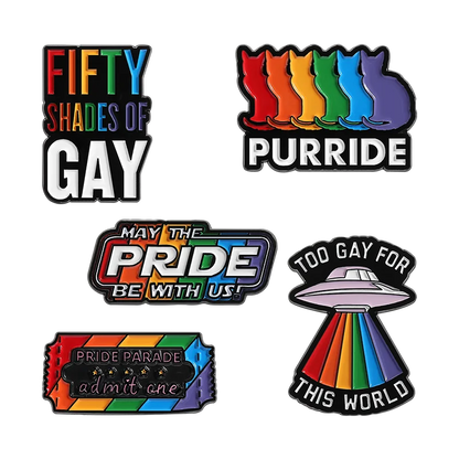 LGBTQ Pride Collect You Are Safe With Me Enamel Pins Rainbow Spaceship UFO Shield Cat Brooches Lapel Badges Jewelry Lover Gifts